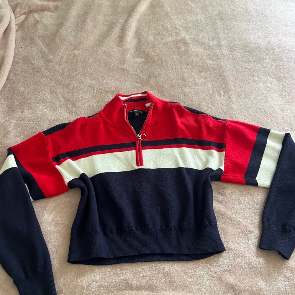 Kendall & Kylie Red, White, and Black Cowl Sweater